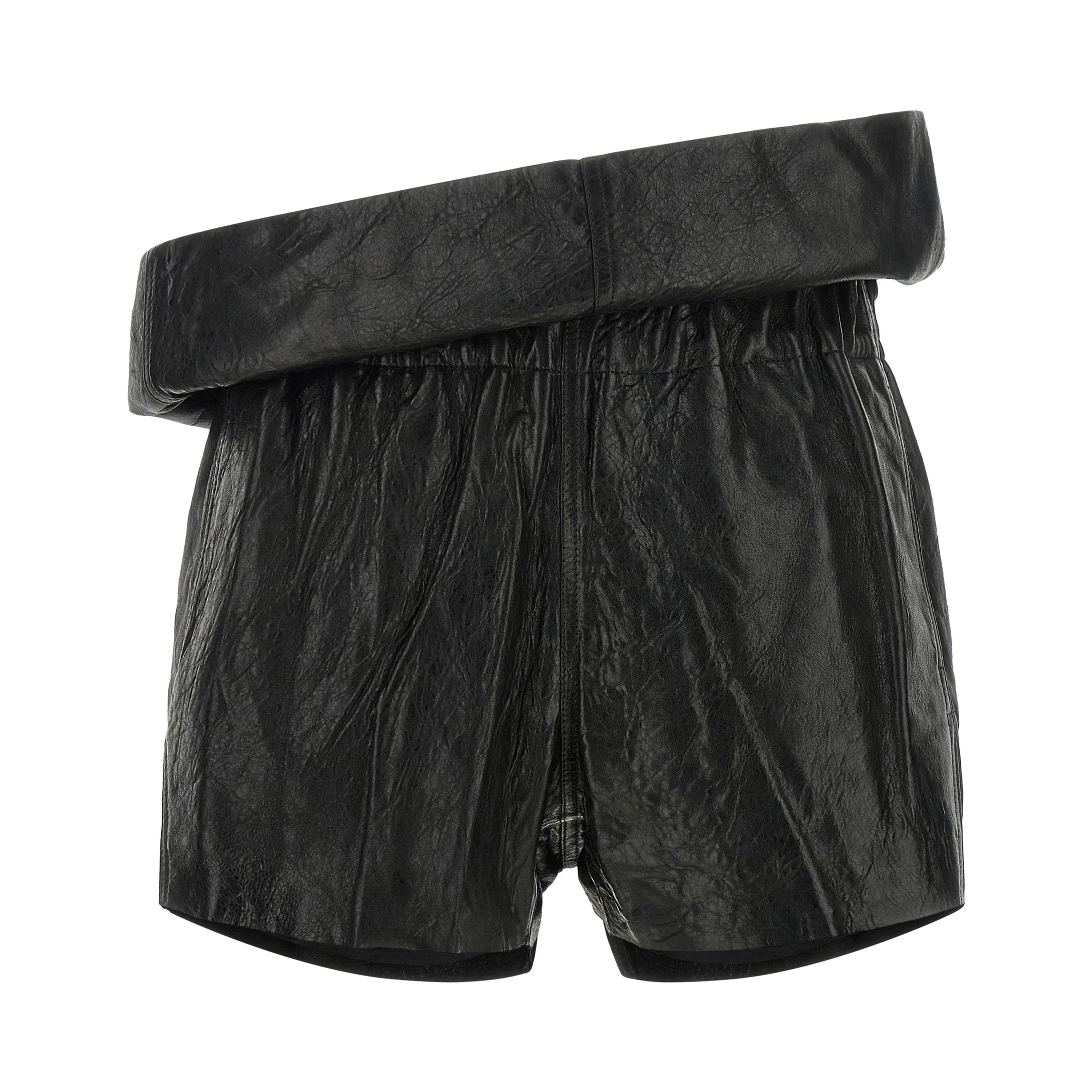 Black Lamb Leather Bermuda Shorts