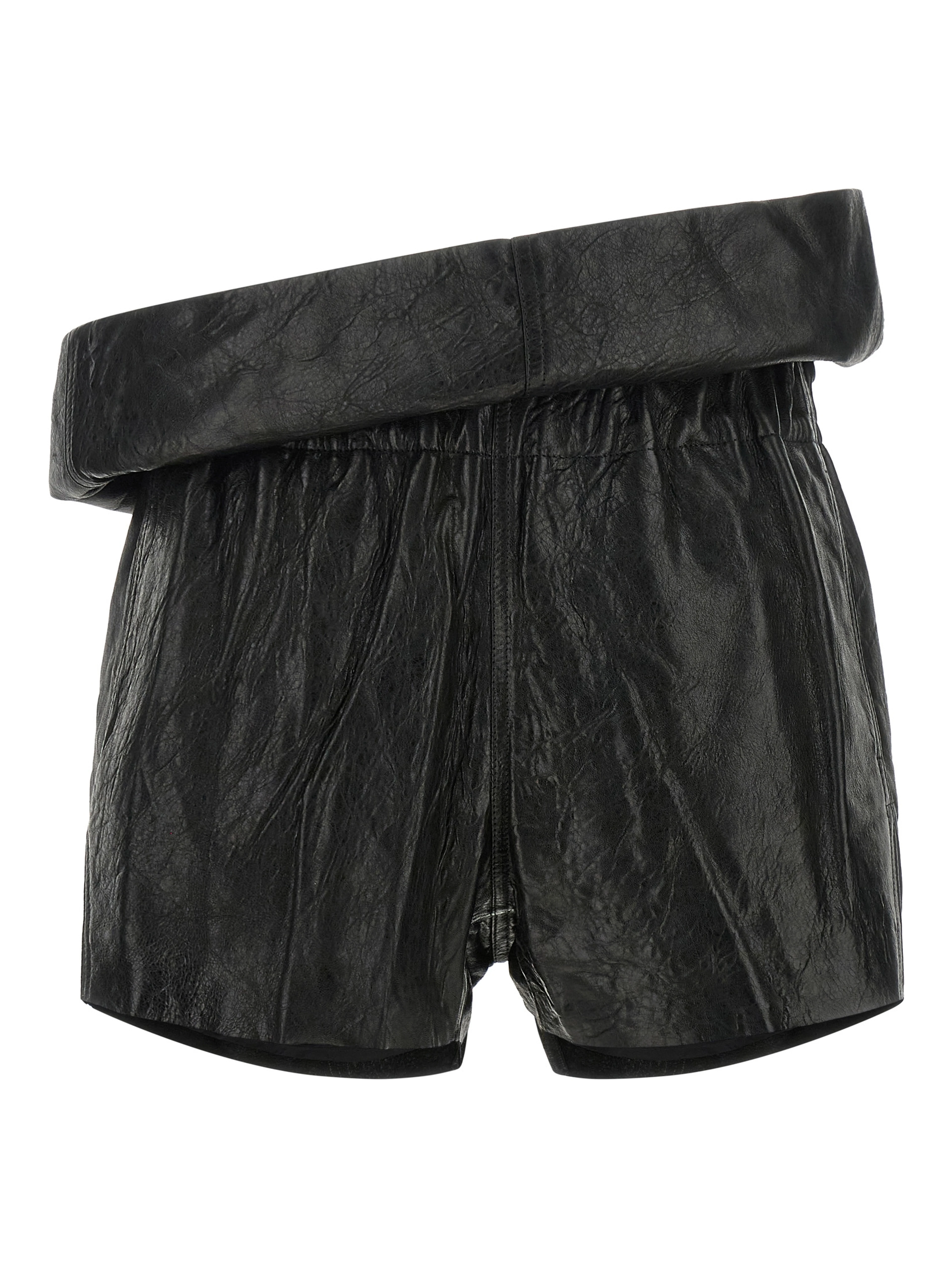 Black Lamb Leather Bermuda Shorts