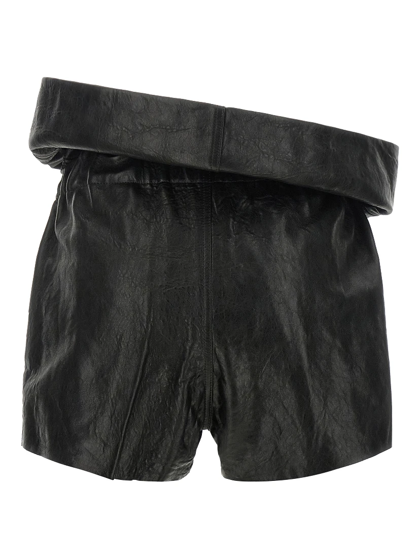 Black Lamb Leather Bermuda Shorts
