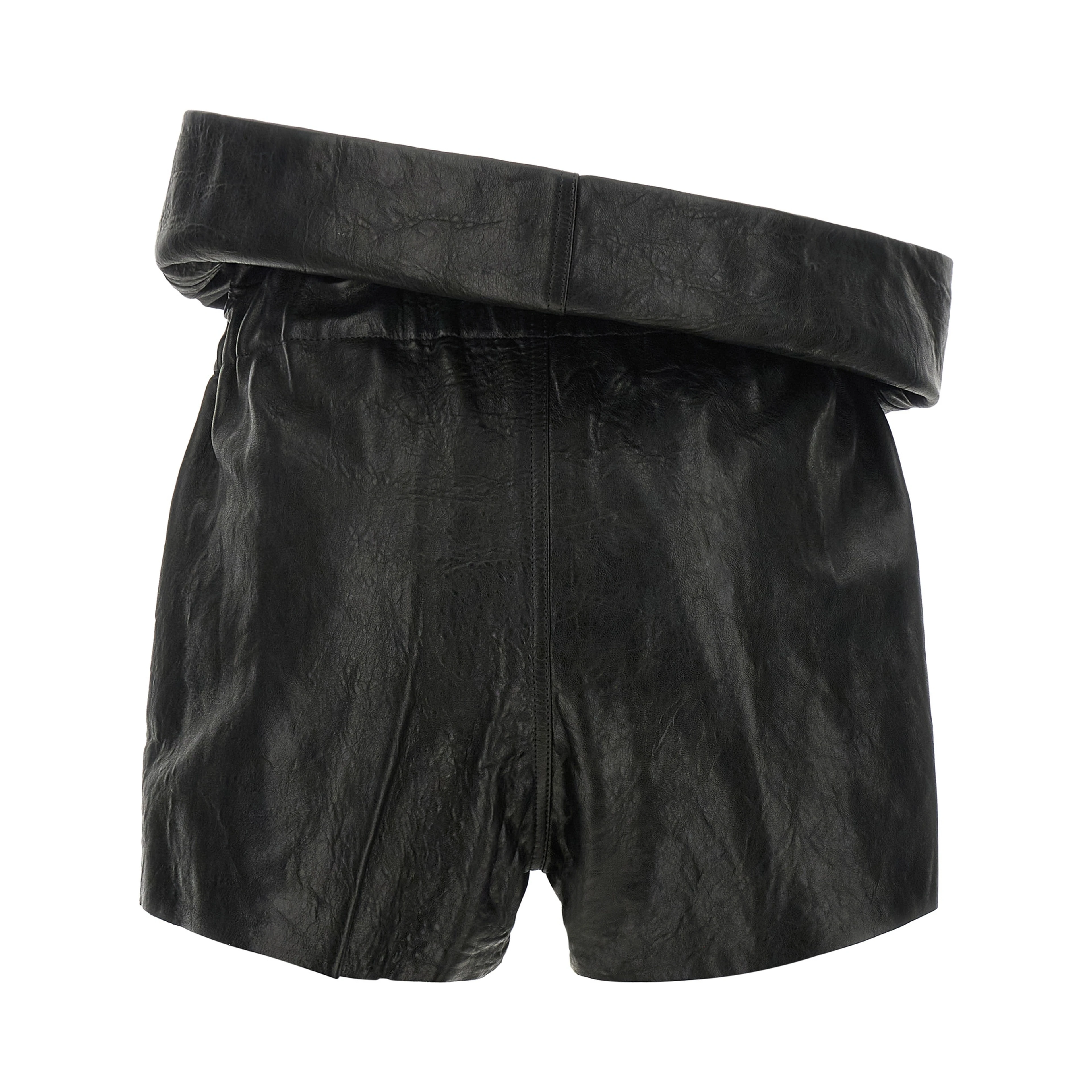 Black Lamb Leather Bermuda Shorts
