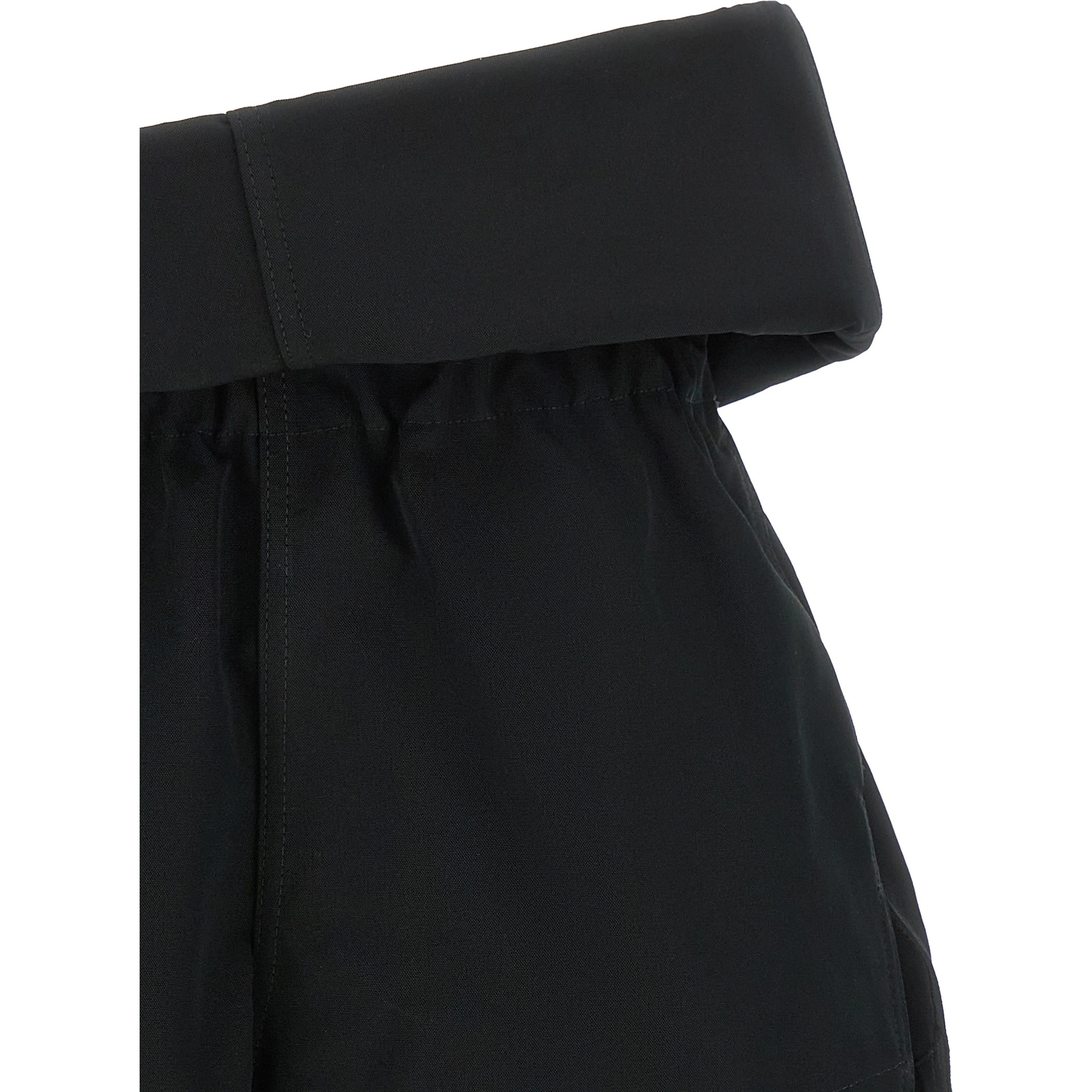 Black Polyester Bermuda Shorts
