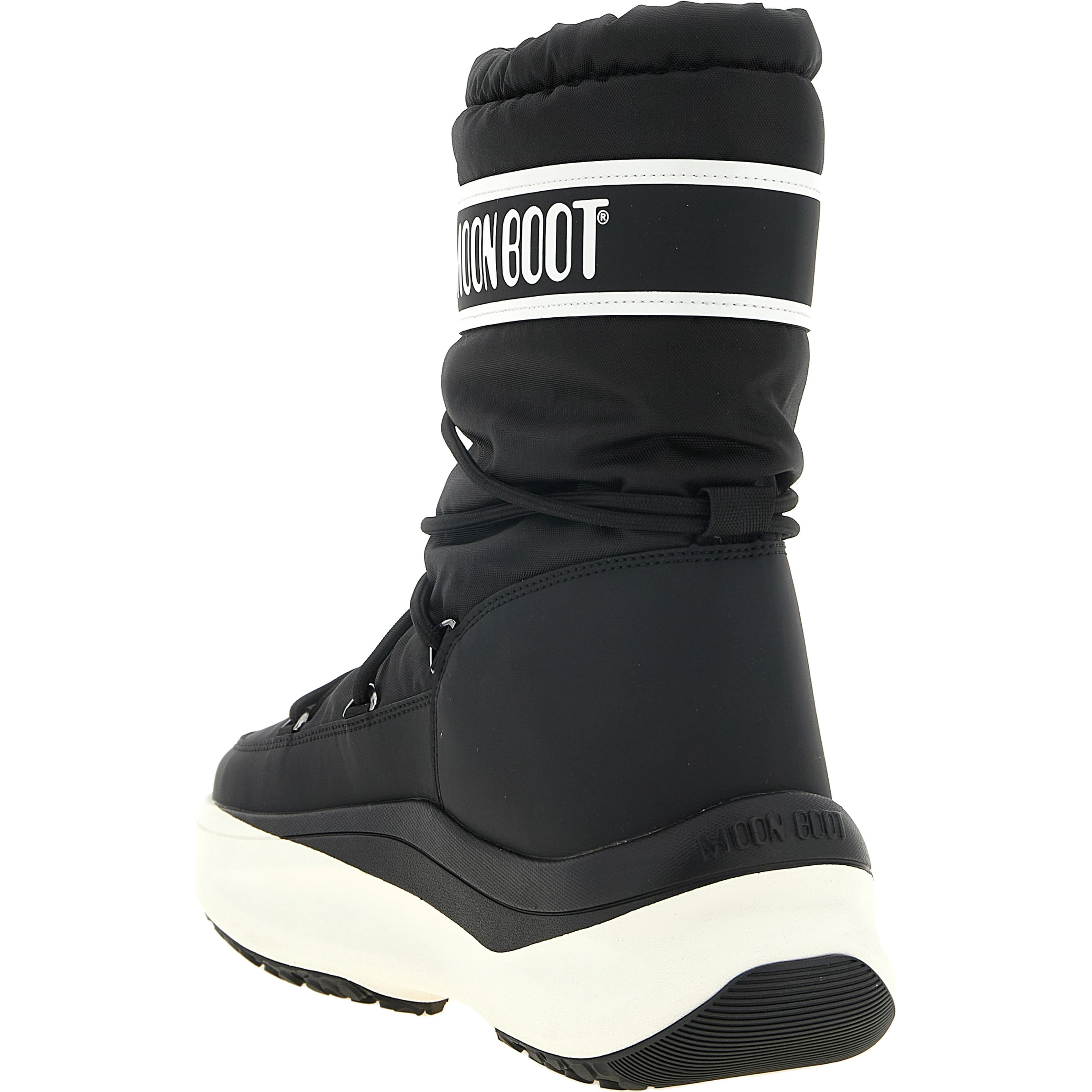 Black Polyester Lace-Up Boots