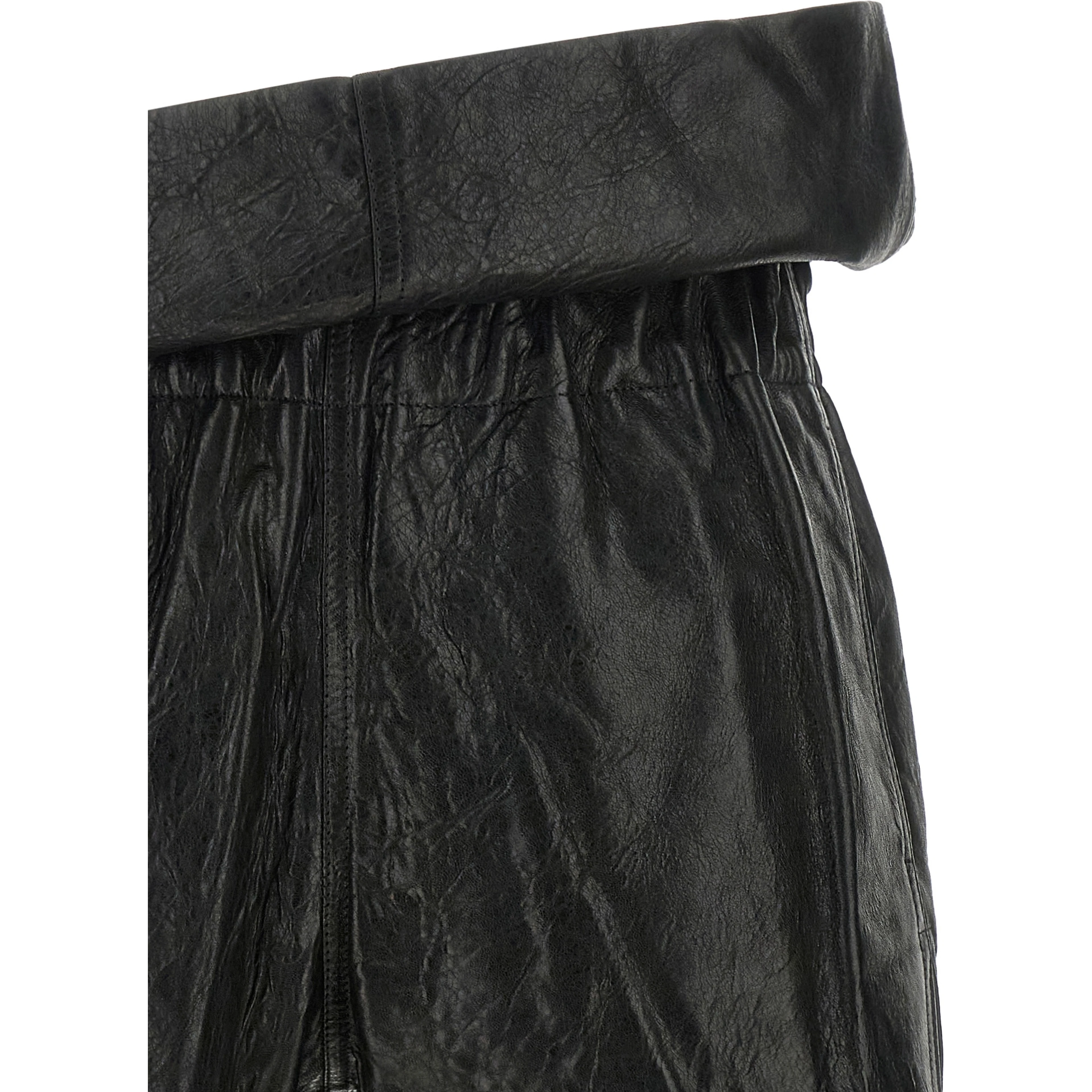 Black Lamb Leather Bermuda Shorts