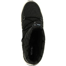 Black Polyester Lace-Up Boots