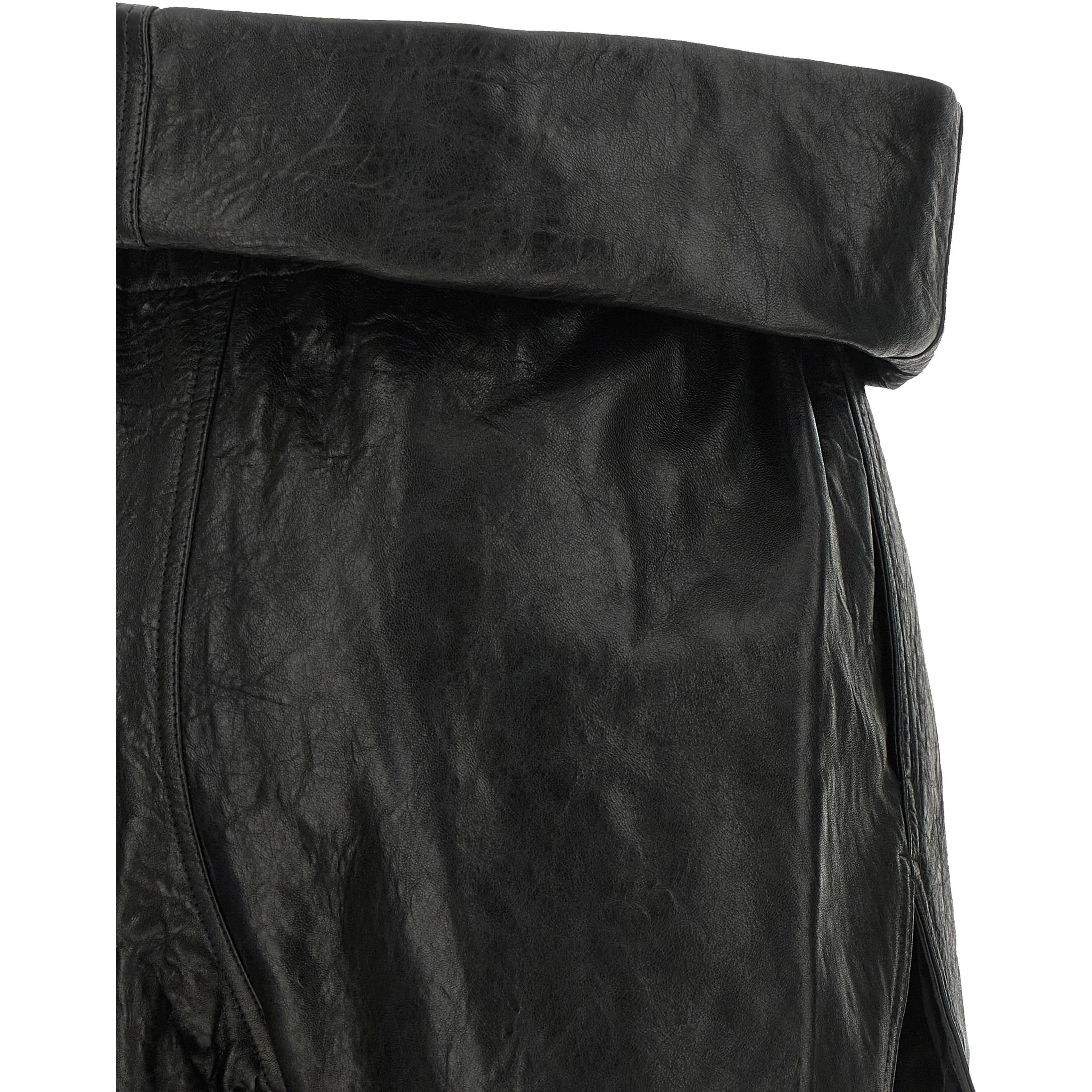 Black Lamb Leather Bermuda Shorts