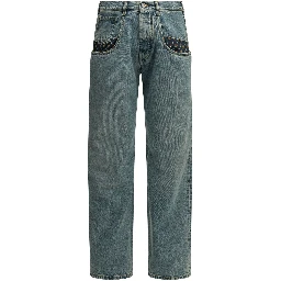 "Boyfriend Paisley" Wide-Leg Jeans