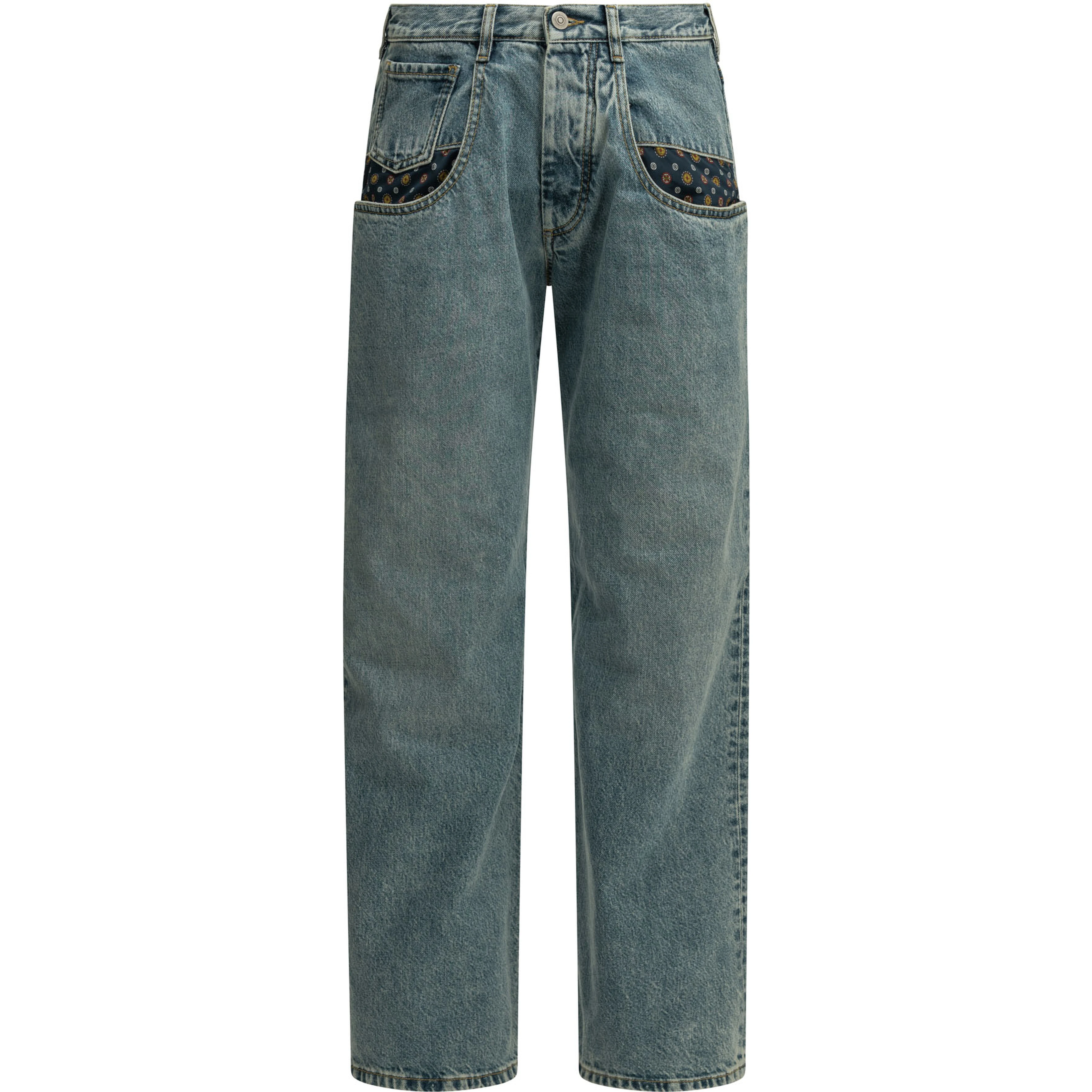 "Boyfriend Paisley" Wide-Leg Jeans