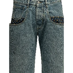 "Boyfriend Paisley" Wide-Leg Jeans