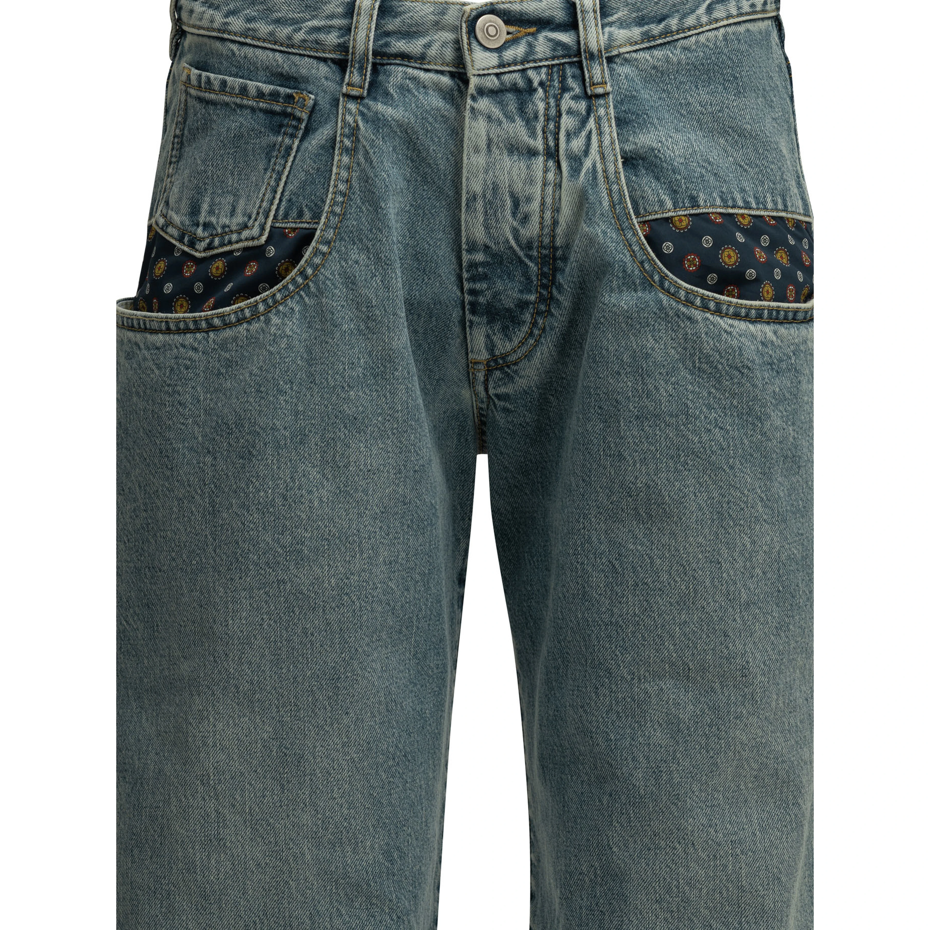 "Boyfriend Paisley" Wide-Leg Jeans