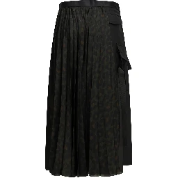 "Pleated Leopard" Midi Skirt
