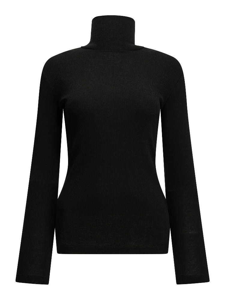 Wool jersey turtleneck sweater