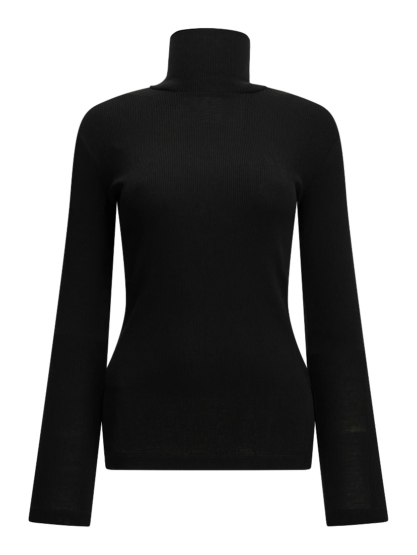 Wool jersey turtleneck sweater