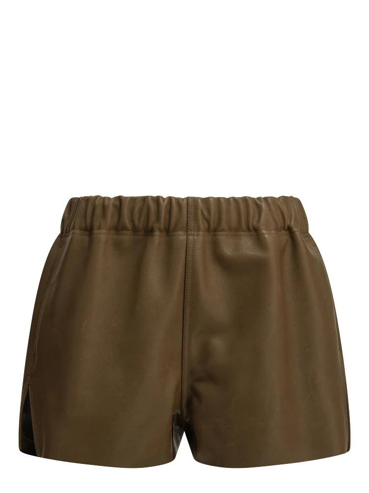 Leather shorts with an elastic waistband