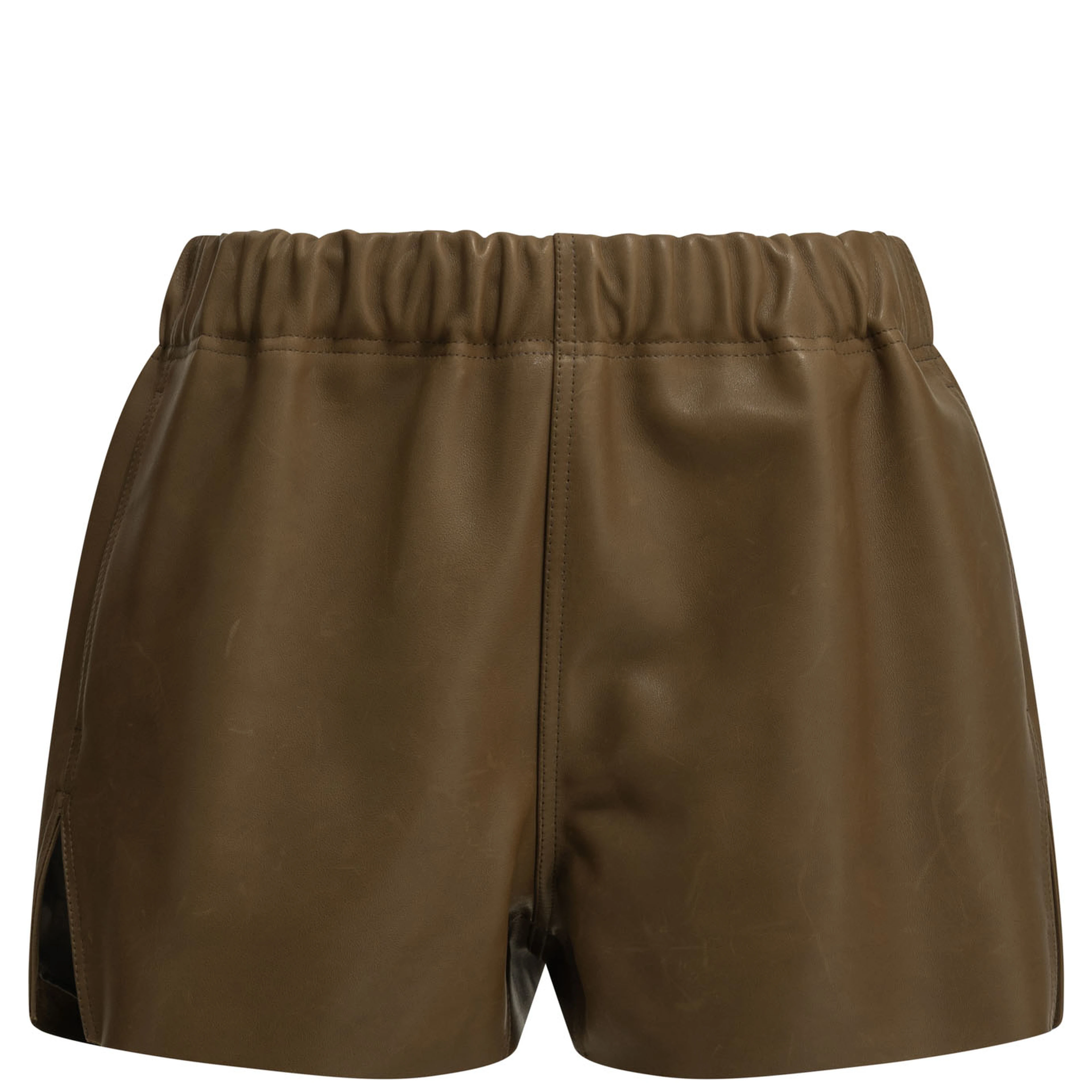 Leather shorts with an elastic waistband