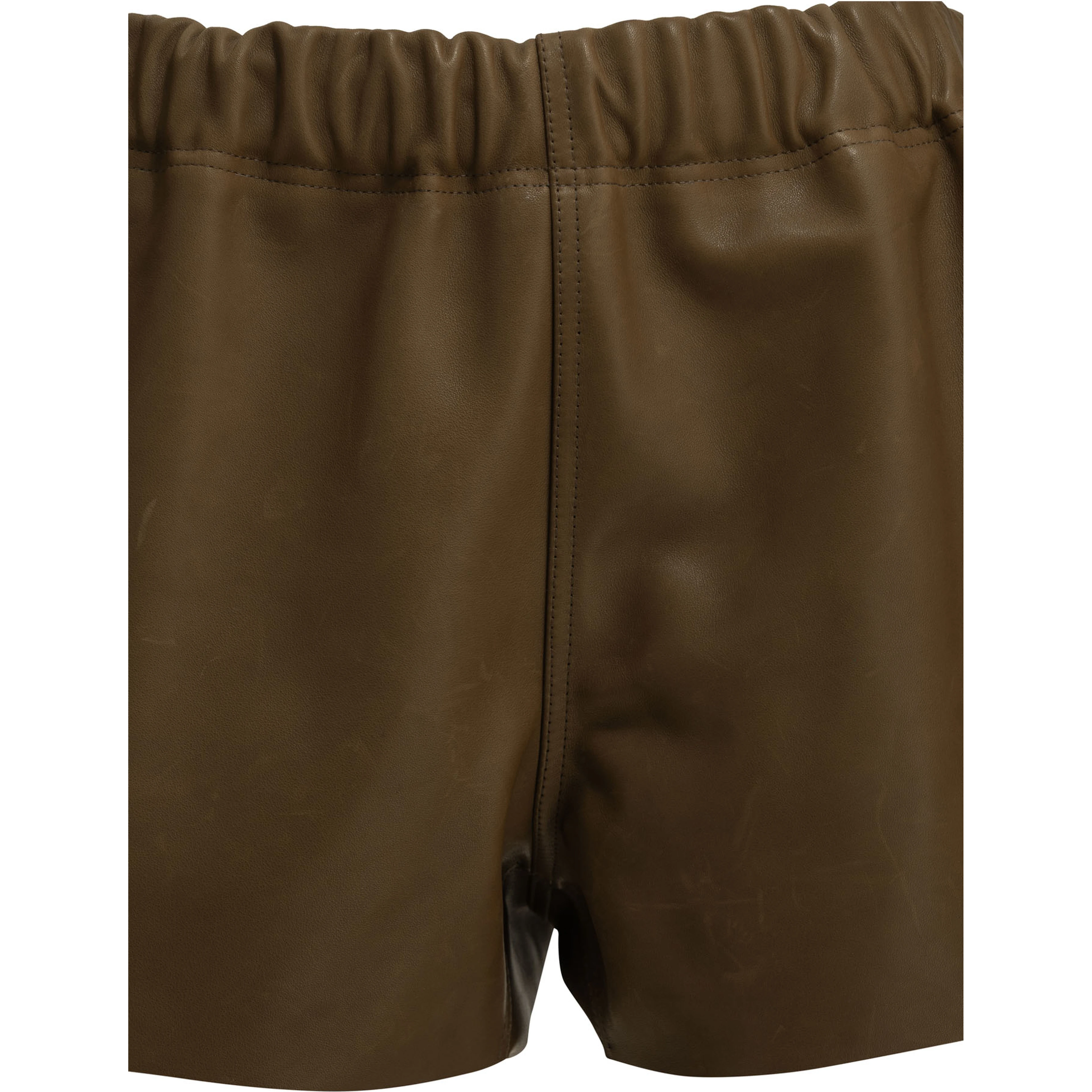Leather shorts with an elastic waistband