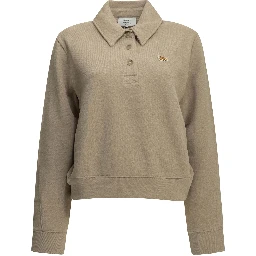 "Baby Fox" Polo-Collar Sweatshirt
