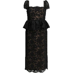 Midi-length sheath dress with ruffles