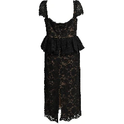Midi-length sheath dress with ruffles