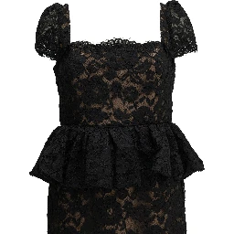 Midi-length sheath dress with ruffles