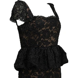 Midi-length sheath dress with ruffles