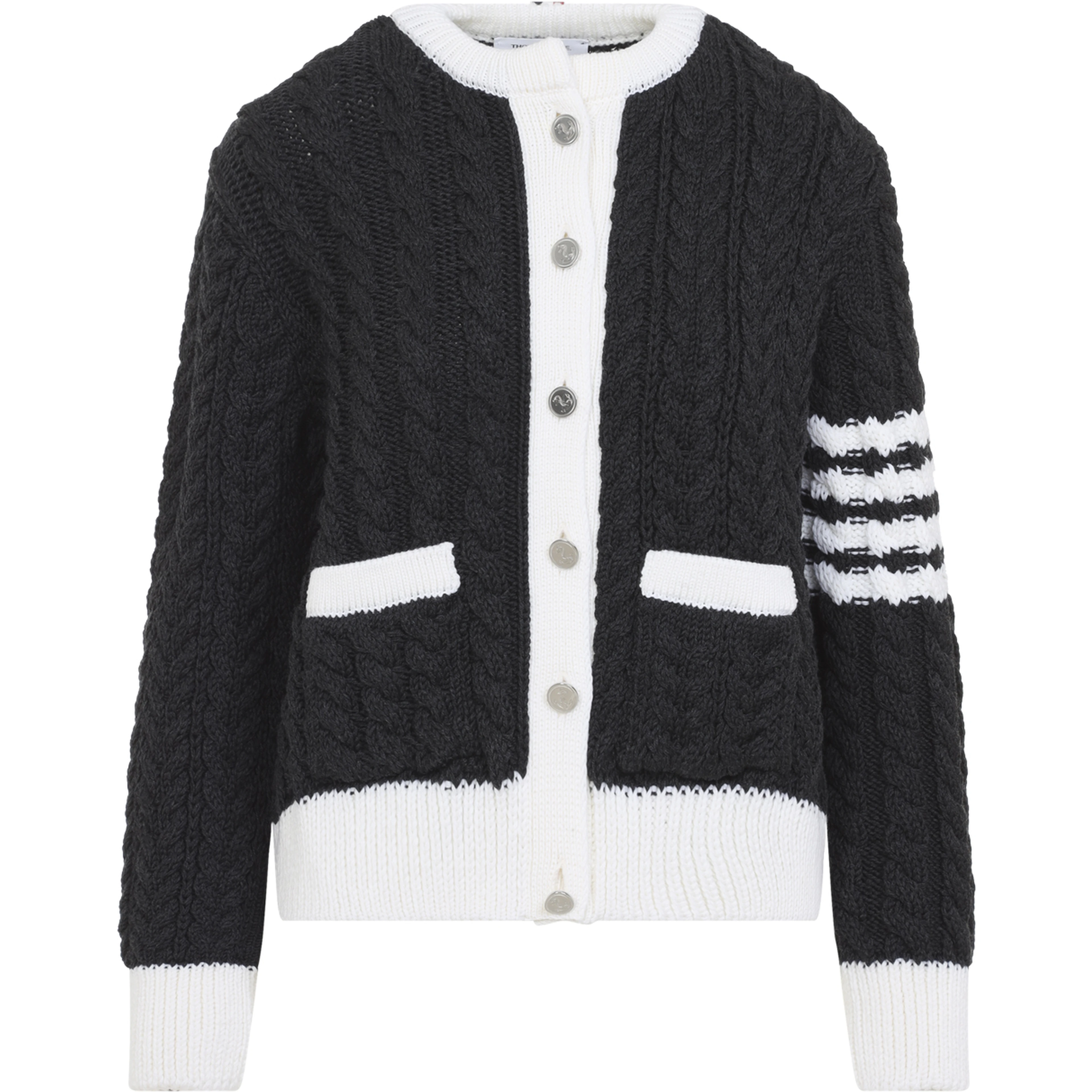 ARAN CABLE CREW NECK CARDIGAN