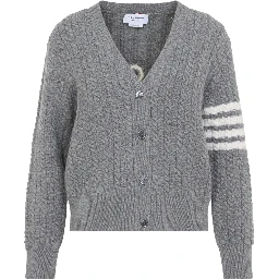 ANCHOR INTARSIA CABLE STITCH V NECK CARDIGAN