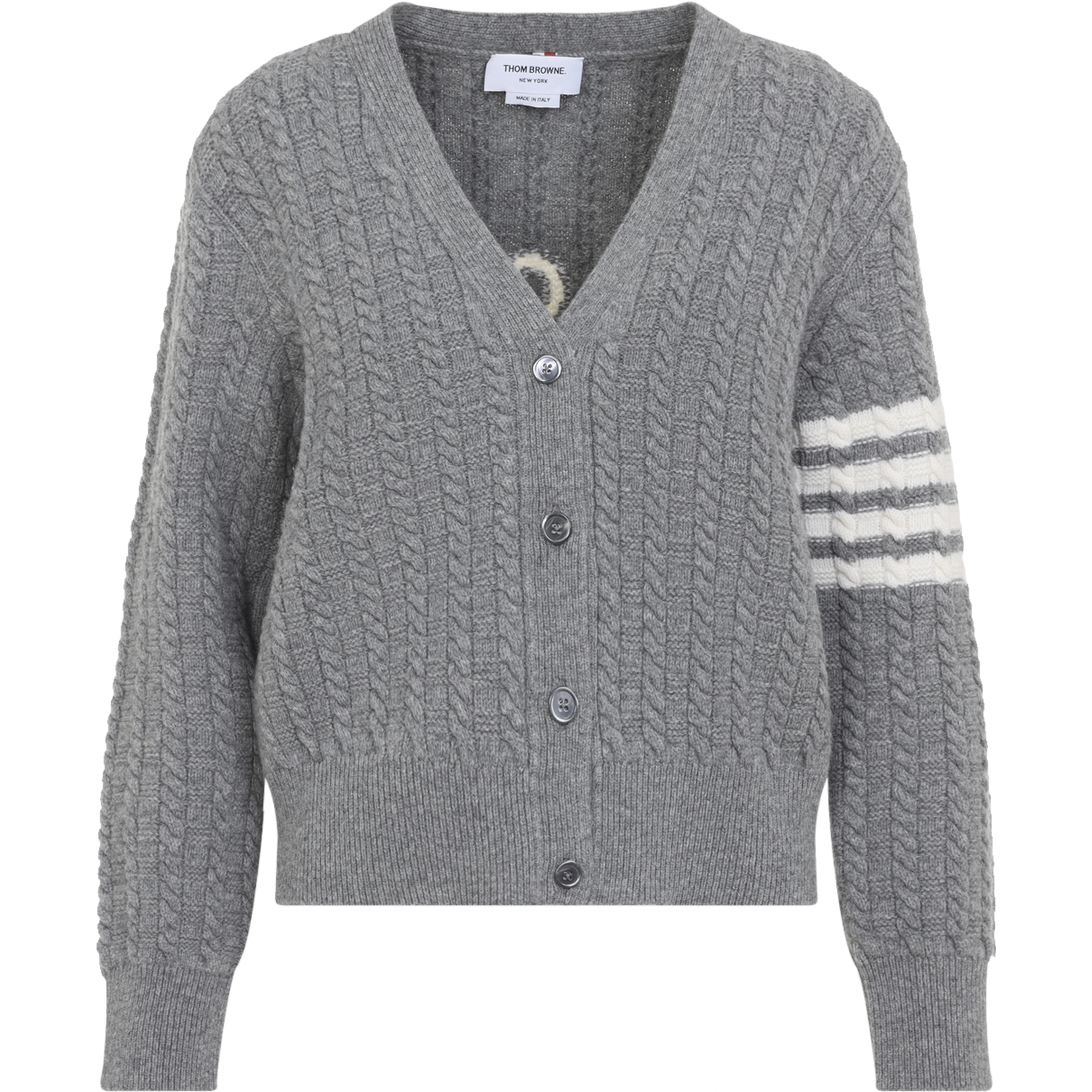 ANCHOR INTARSIA CABLE STITCH V NECK CARDIGAN