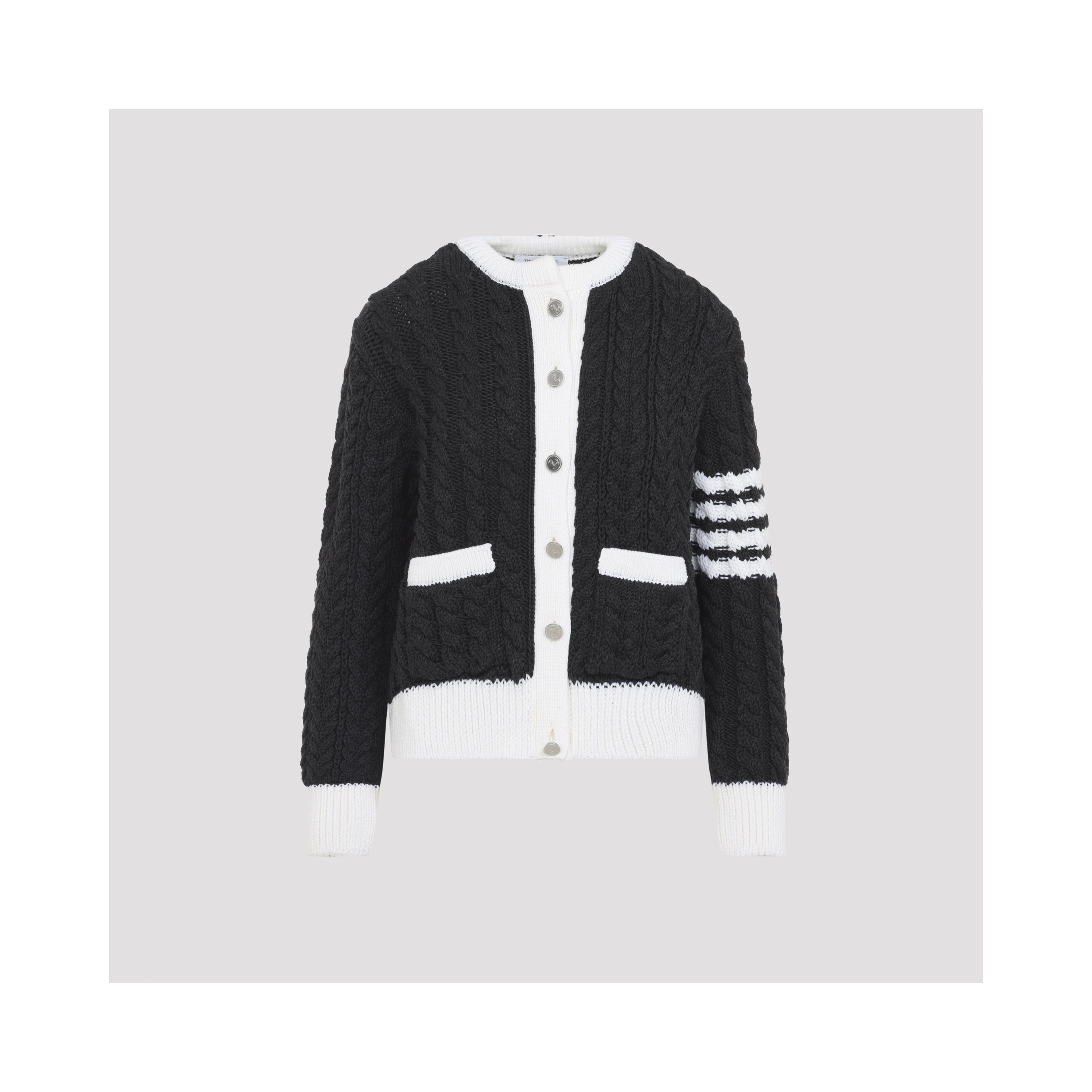 ARAN CABLE CREW NECK CARDIGAN