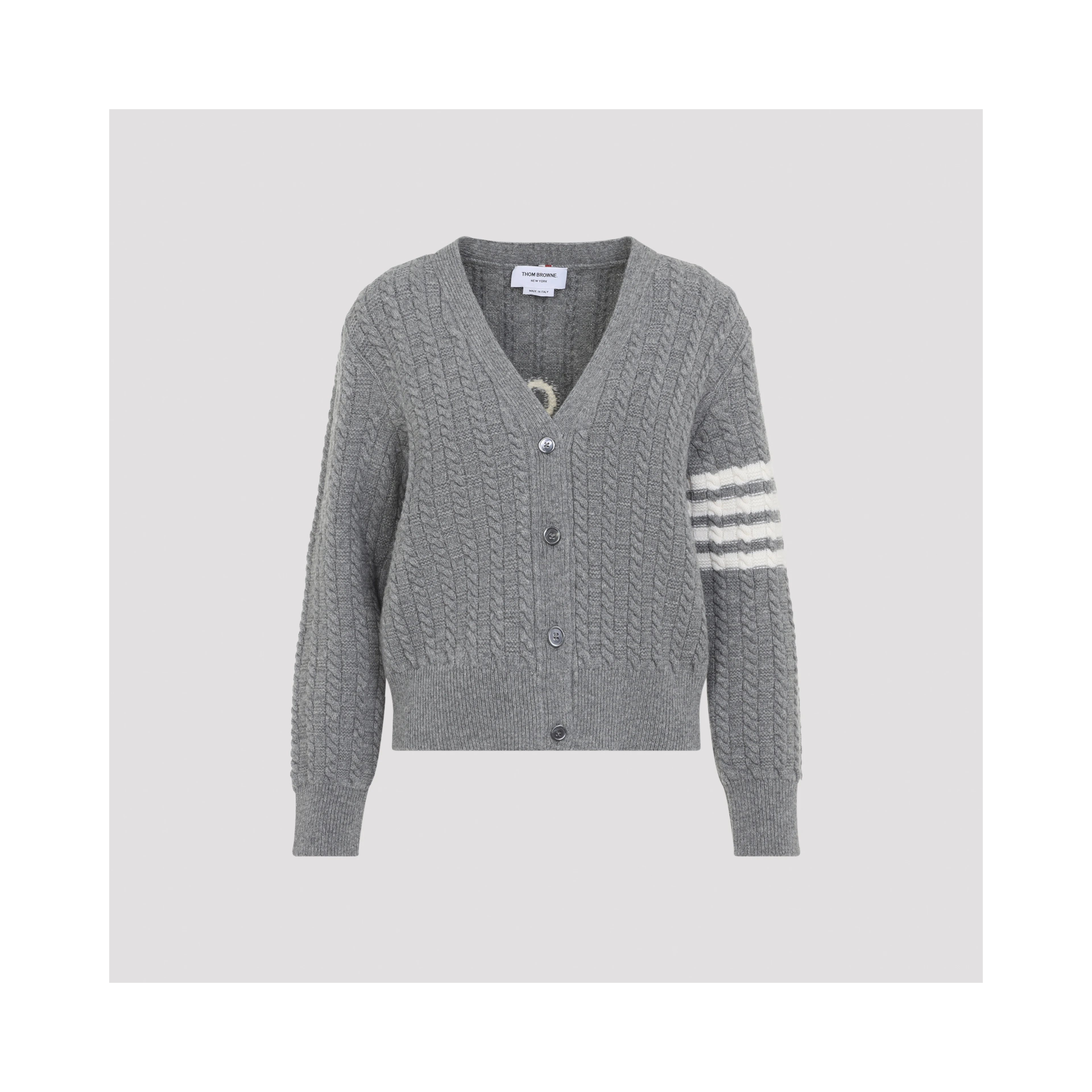 ANCHOR INTARSIA CABLE STITCH V NECK CARDIGAN