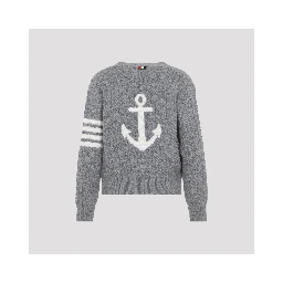 ANCHOR INTARSIA CABLE STITCH V NECK CARDIGAN