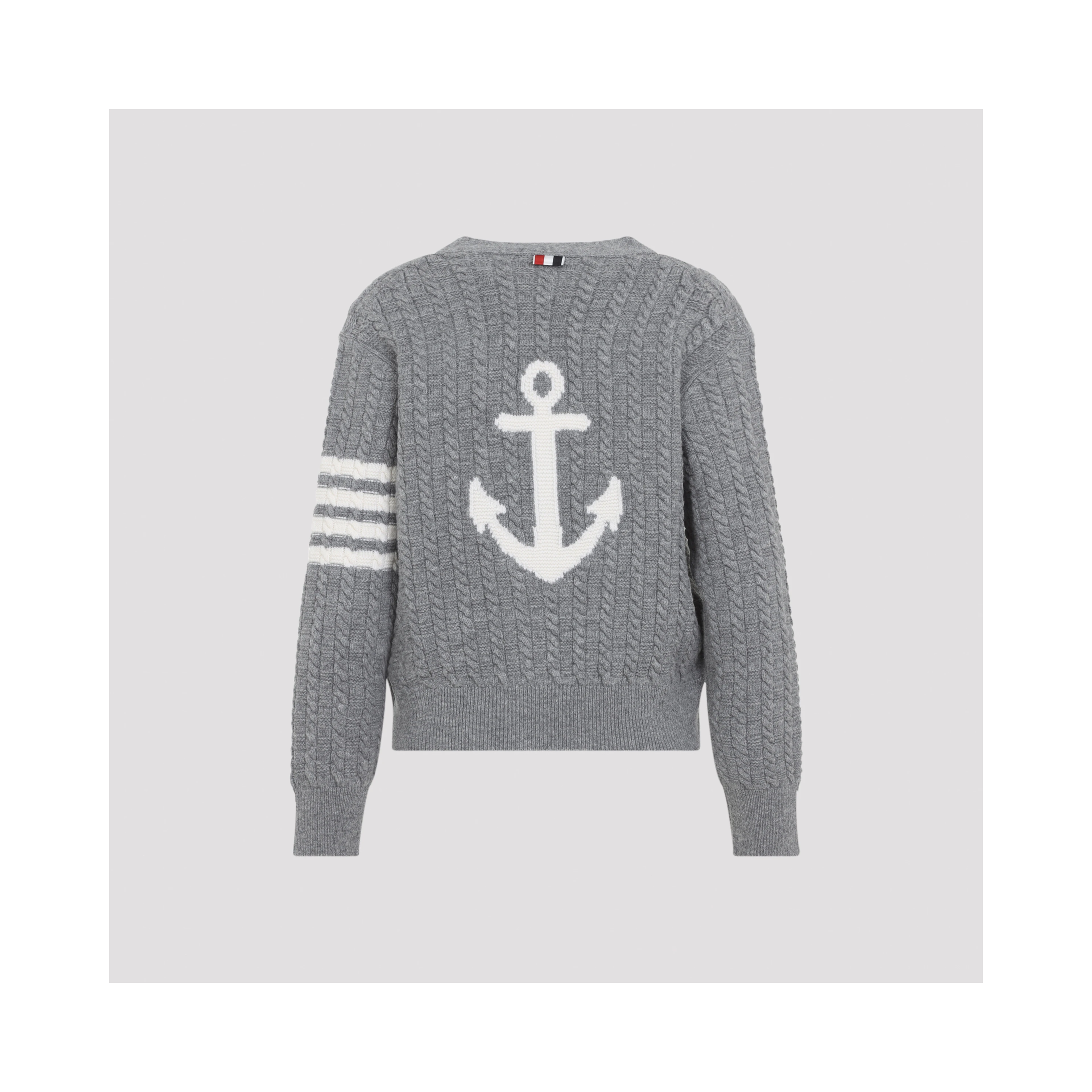 ANCHOR INTARSIA CABLE STITCH V NECK CARDIGAN