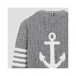 ANCHOR INTARSIA CABLE STITCH V NECK CARDIGAN