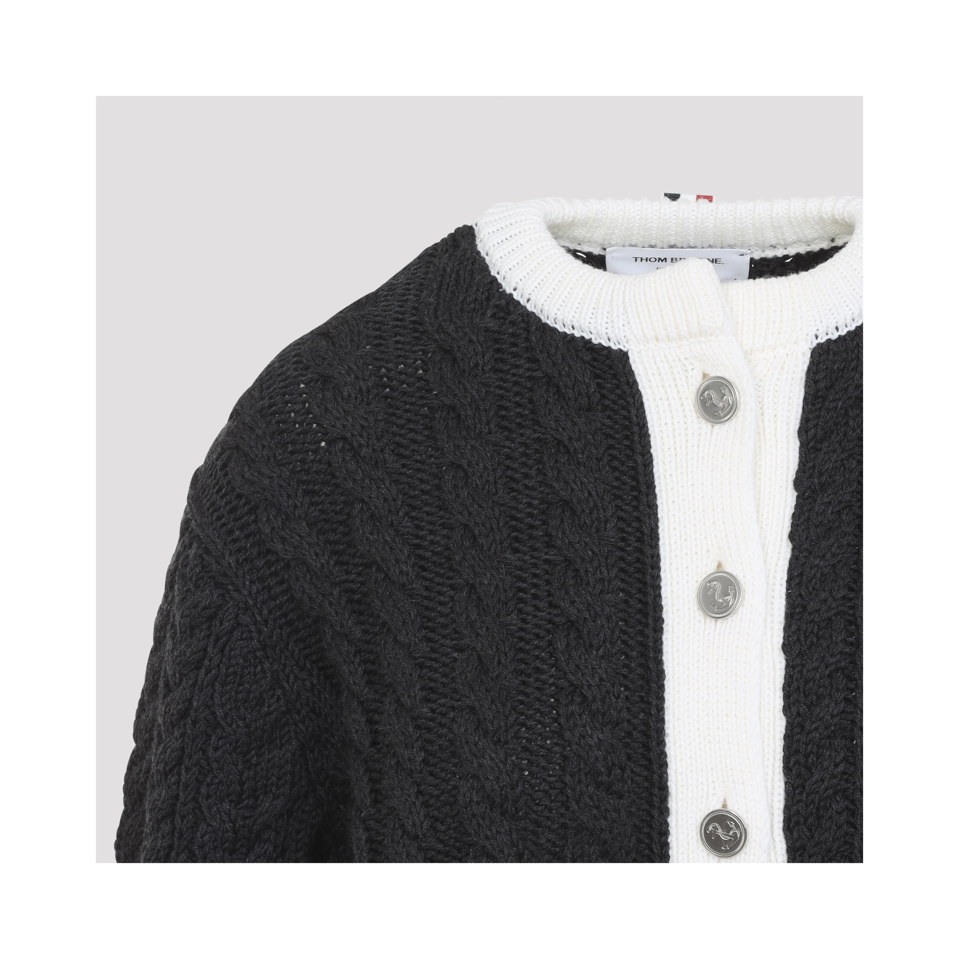 ARAN CABLE CREW NECK CARDIGAN