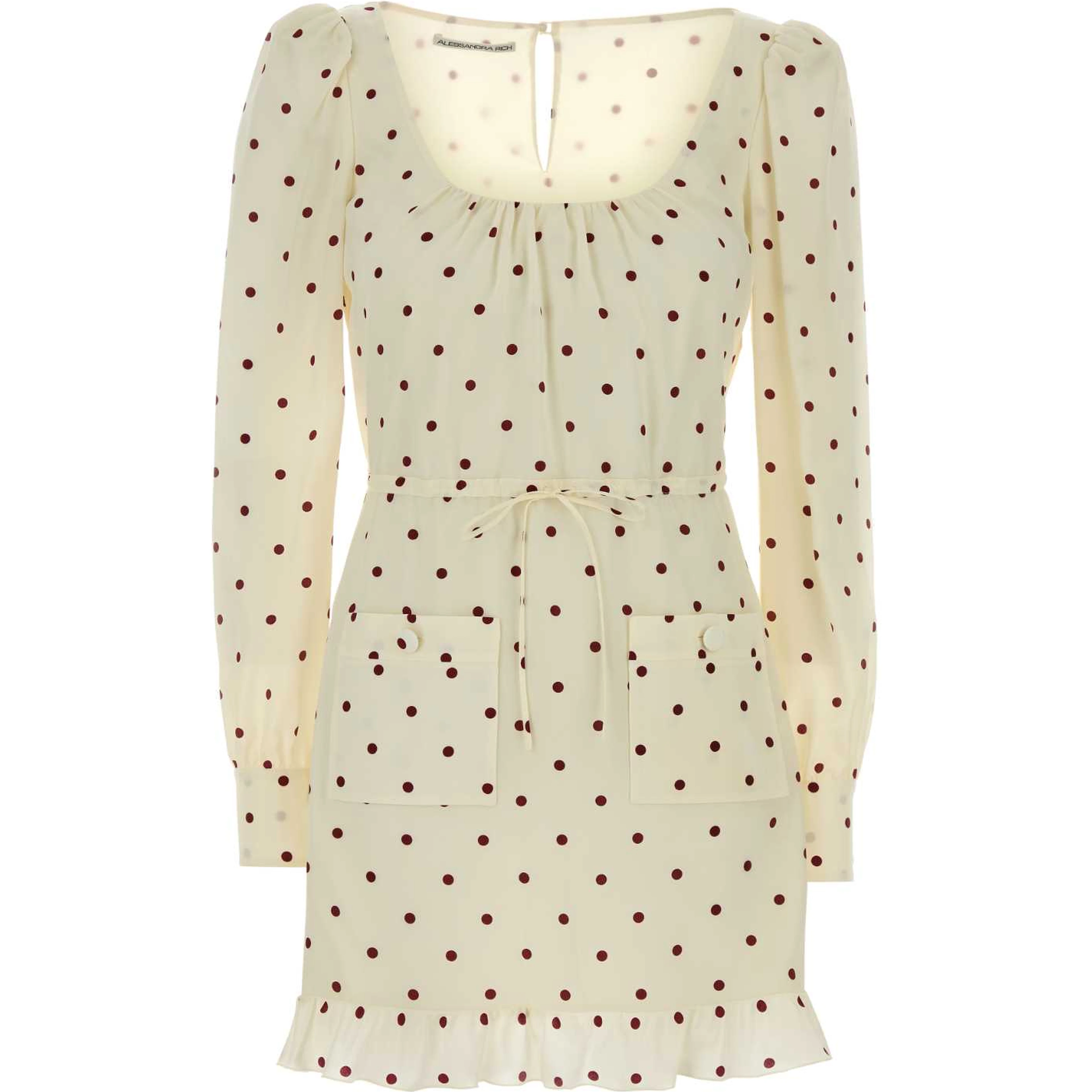 PRINT SILK CDC MINI DRESS WITH SPOON NECKLINE