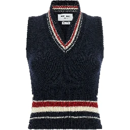 Blue Wool Sleeveless Jacket