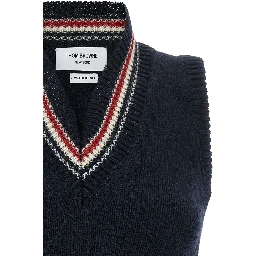 Blue Wool Sleeveless Jacket