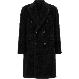 Black Alpaca Leather Coat