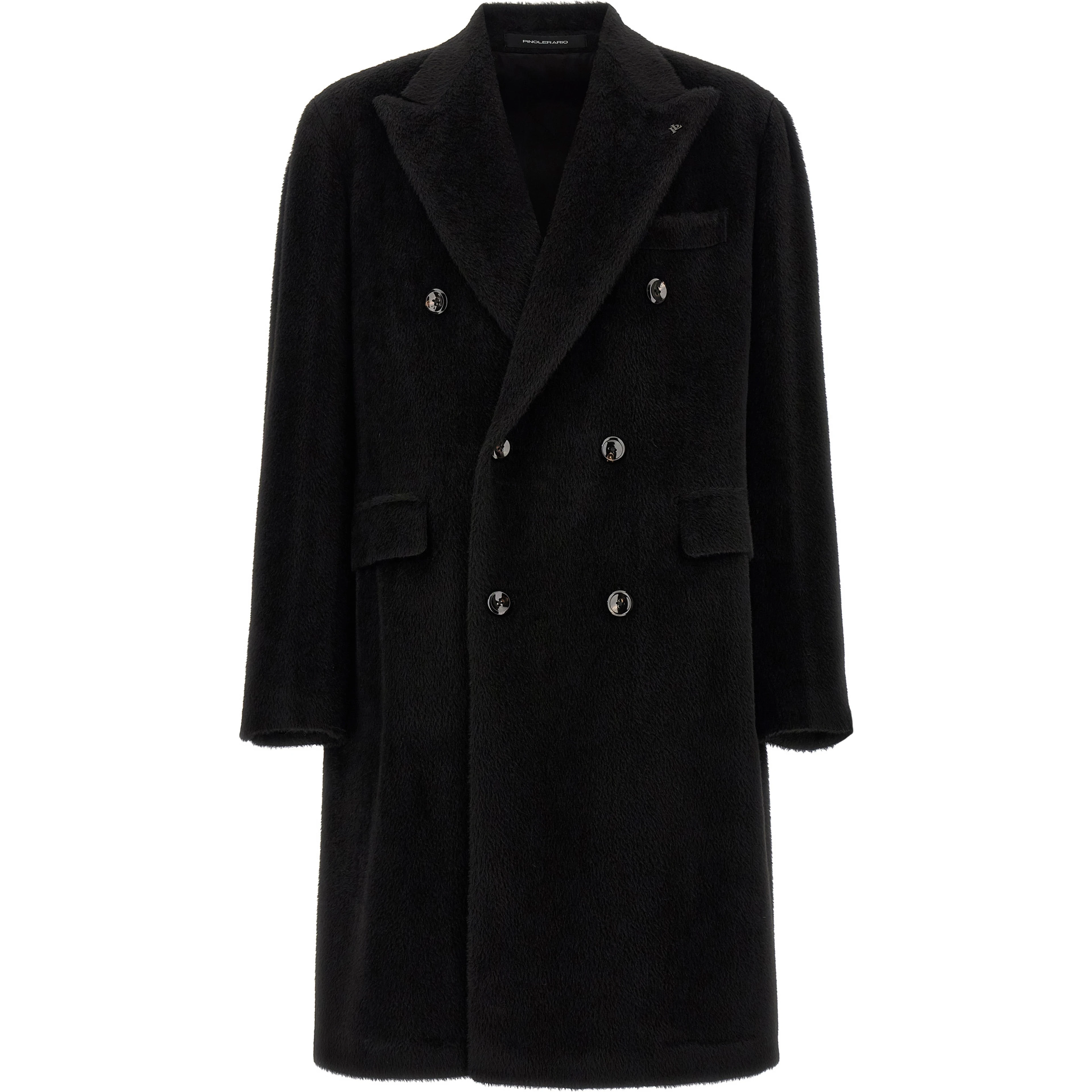 Black Alpaca Leather Coat