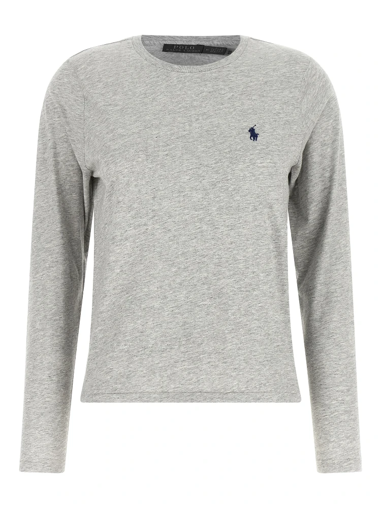 Gray Cotton Long Sleeve T-Shirt