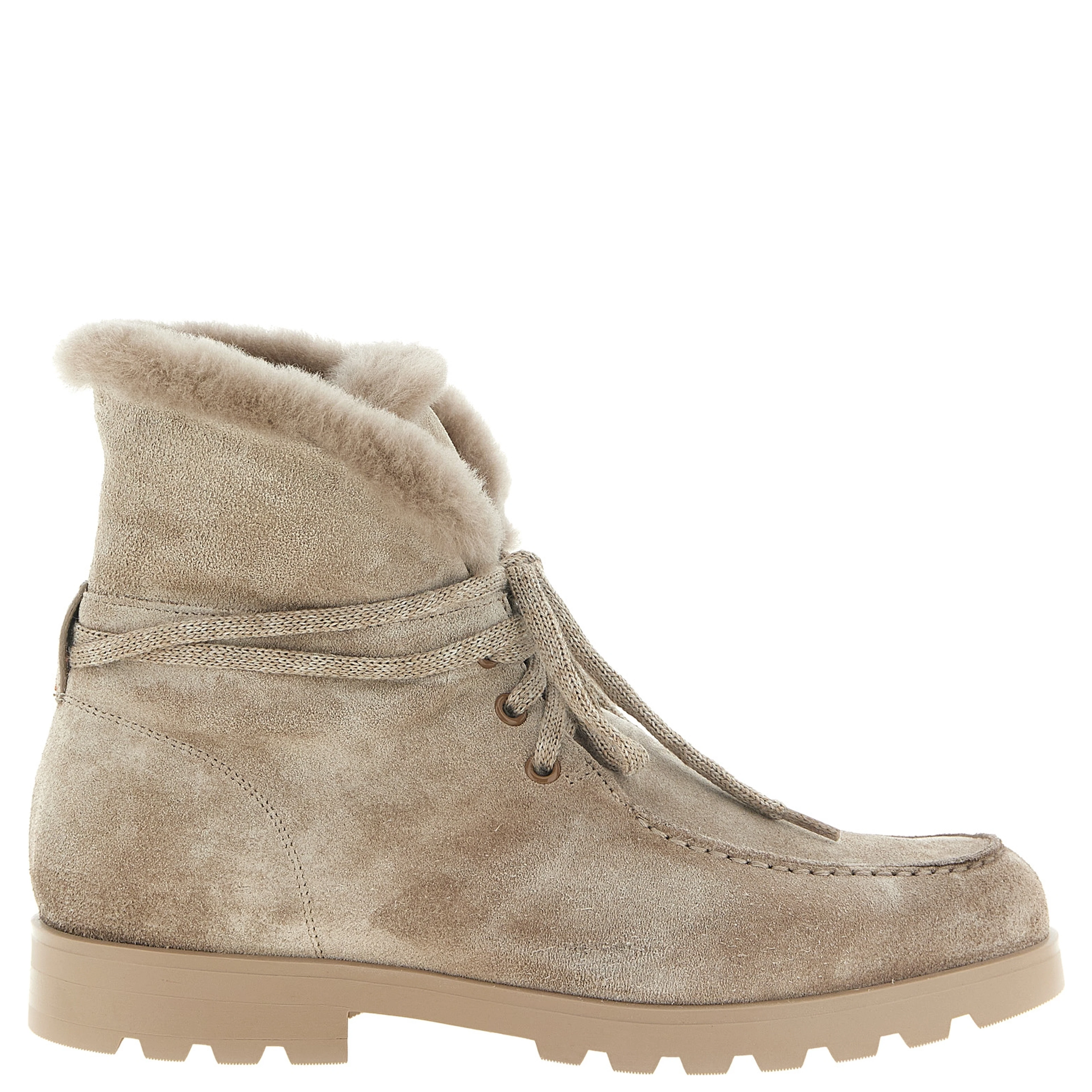 Beige Calfskin Ankle Boots