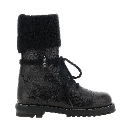 Black Calfskin Lace-Up Boots