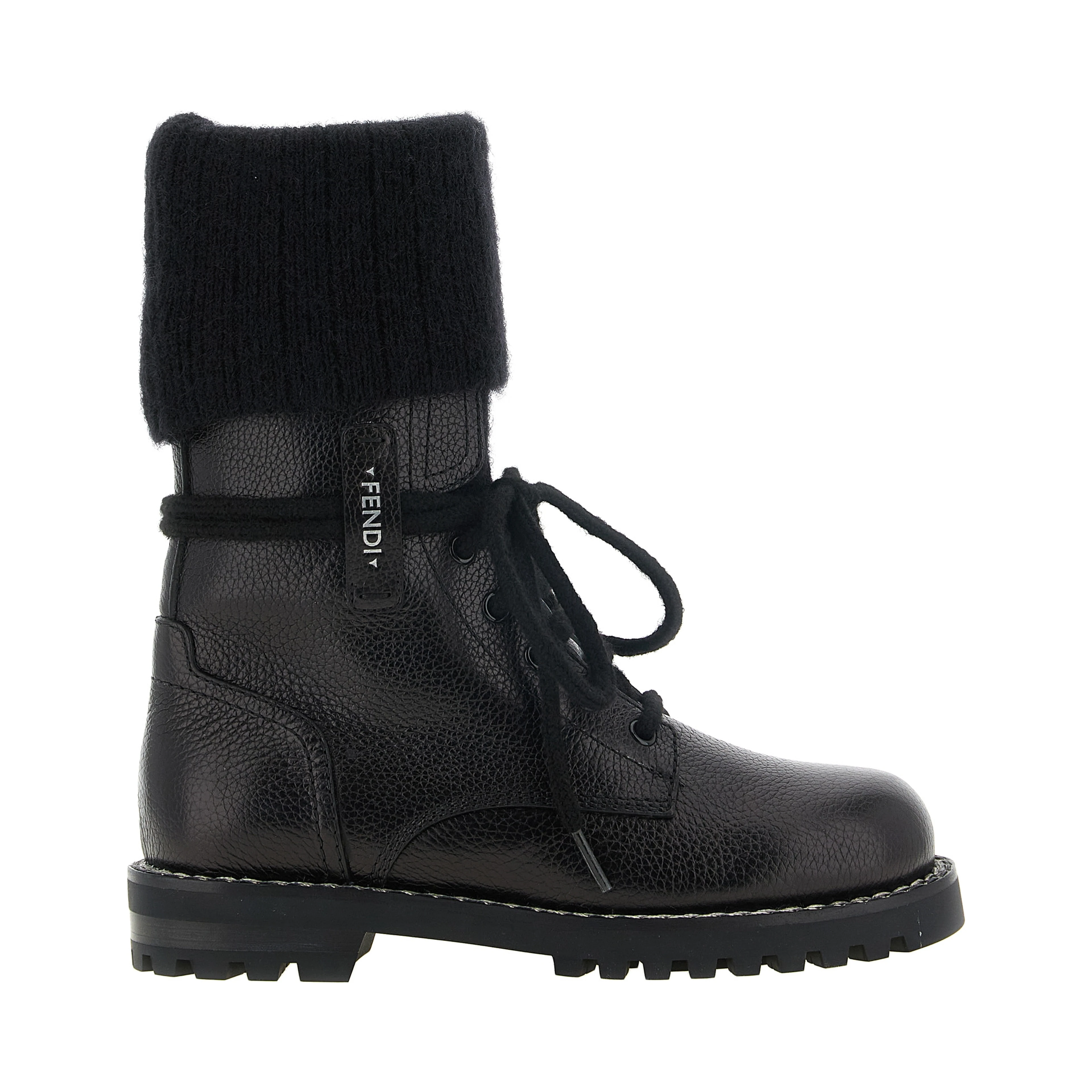 Black Calfskin Lace-Up Boots