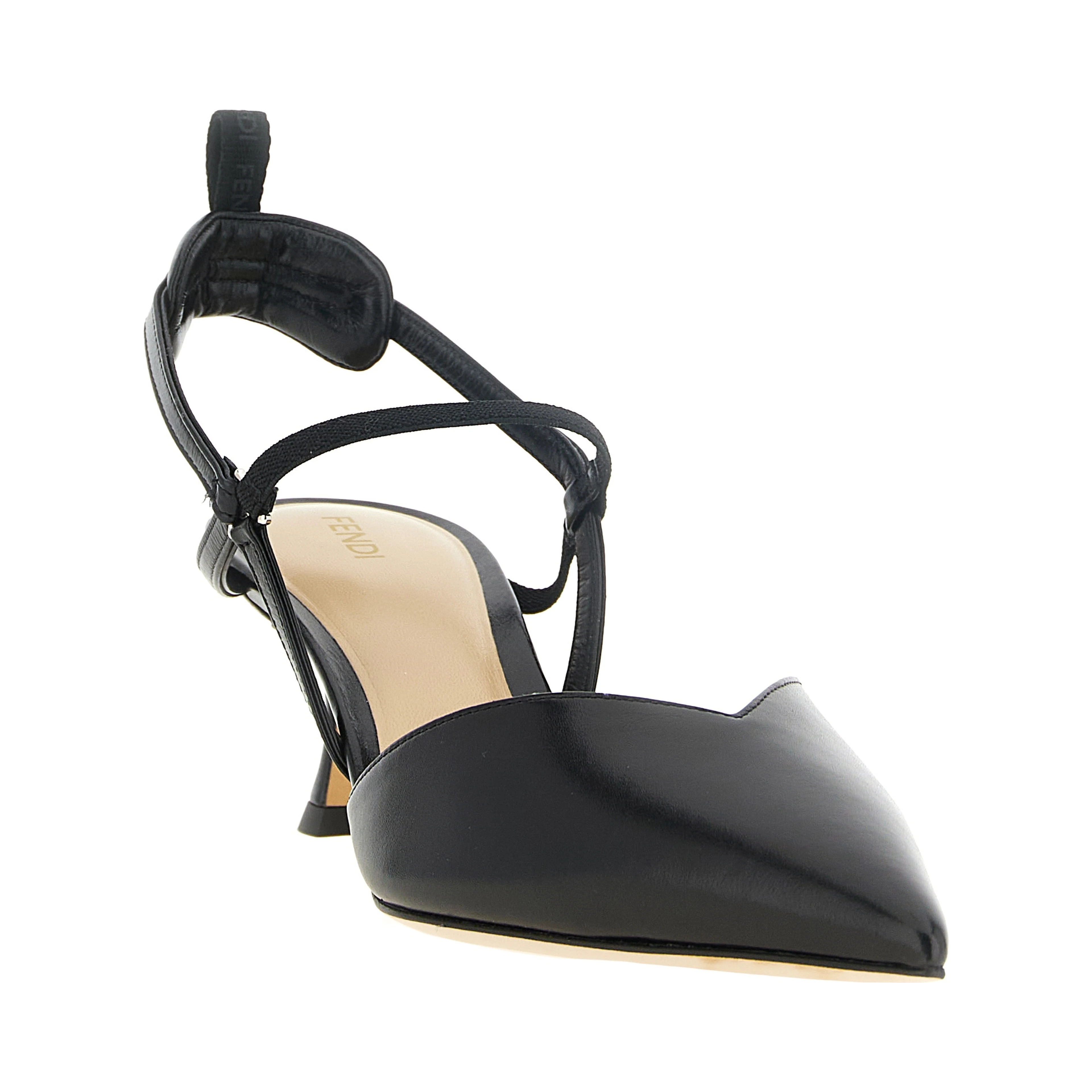 Black Calfskin Mid Heel Pumps