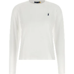 White Cotton Long Sleeve T-Shirt