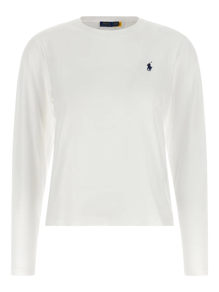 White Cotton Long Sleeve T-Shirt