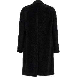 Black Alpaca Leather Coat