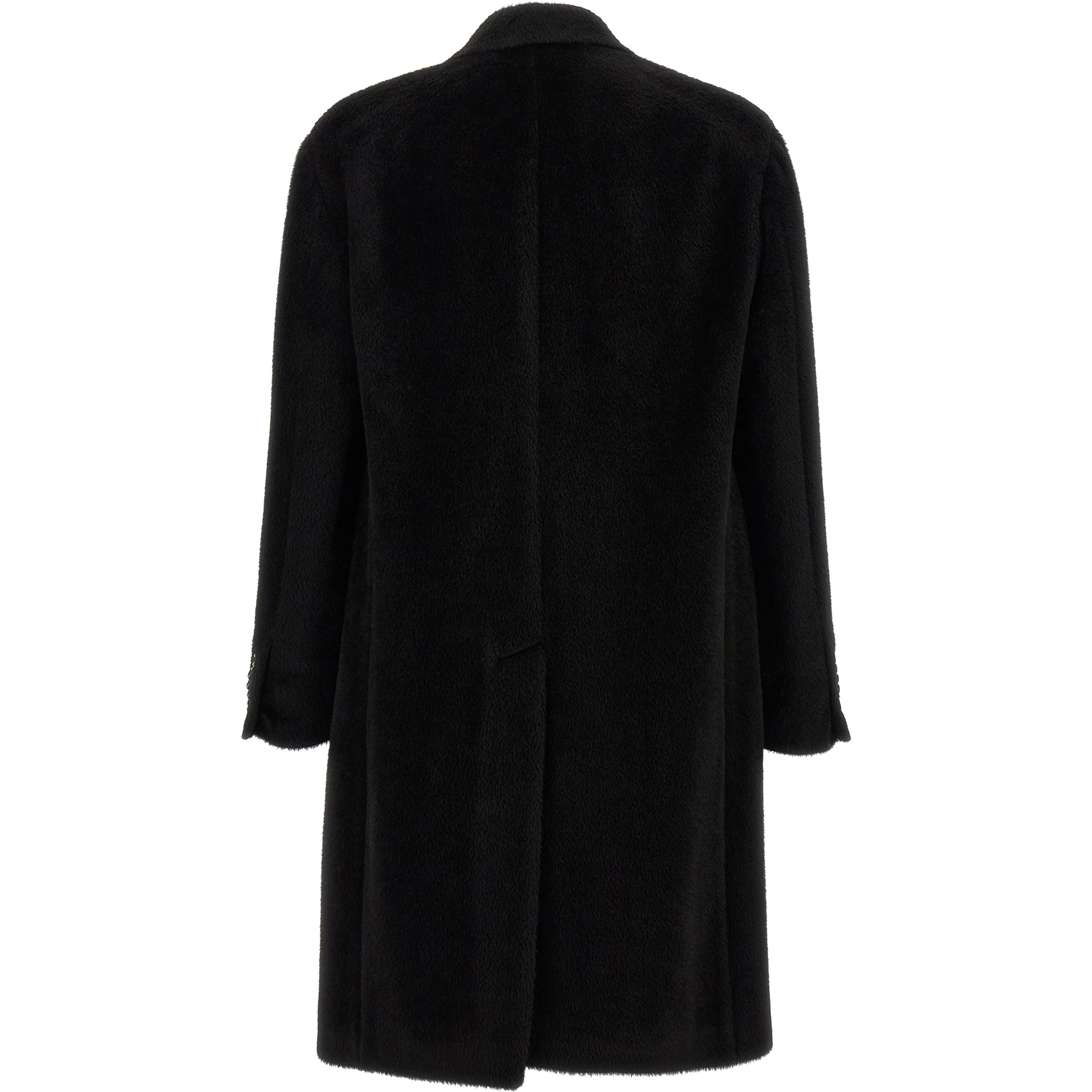 Black Alpaca Leather Coat