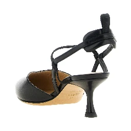 Black Calfskin Mid Heel Pumps