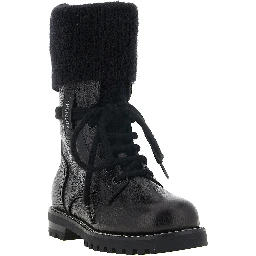 Black Calfskin Lace-Up Boots