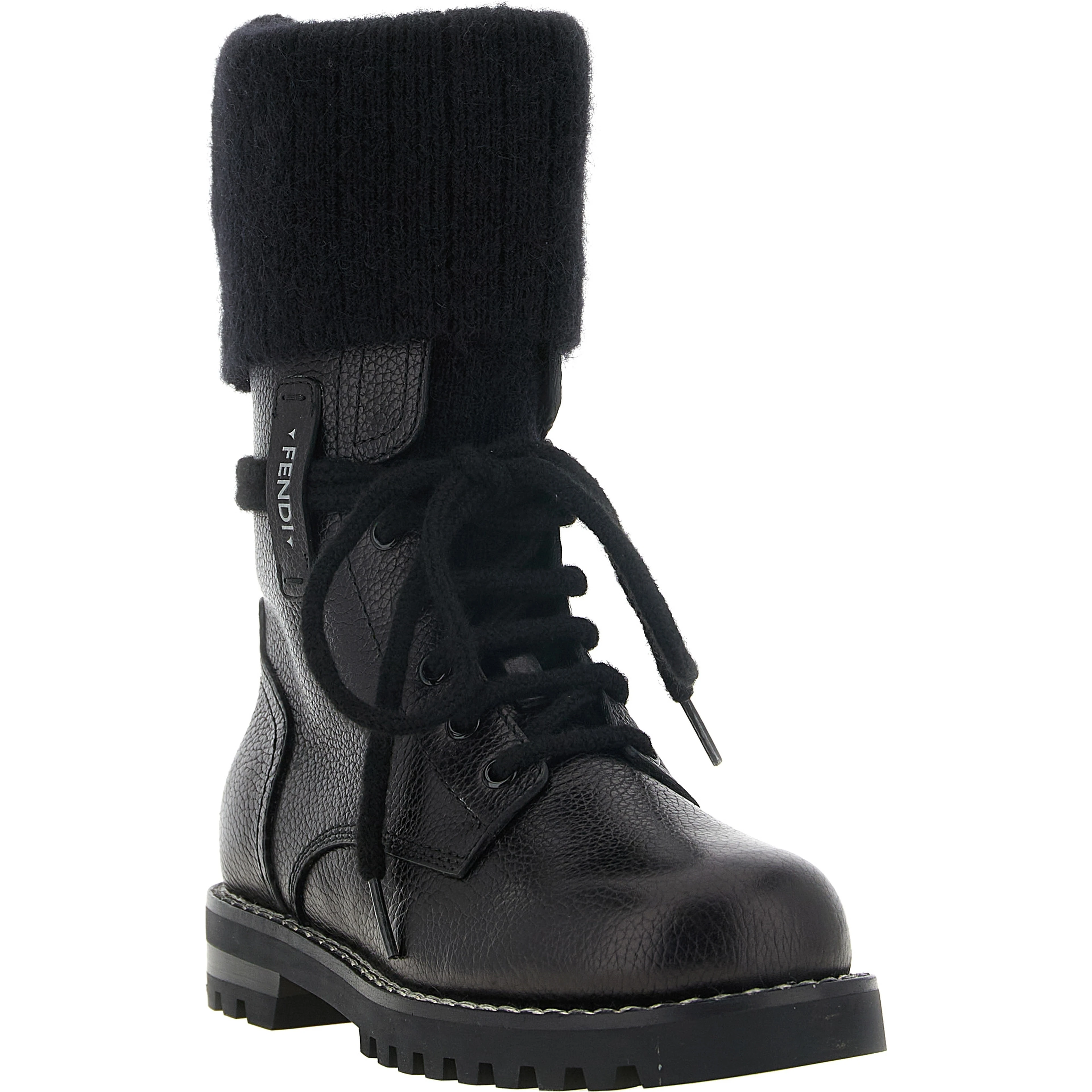 Black Calfskin Lace-Up Boots